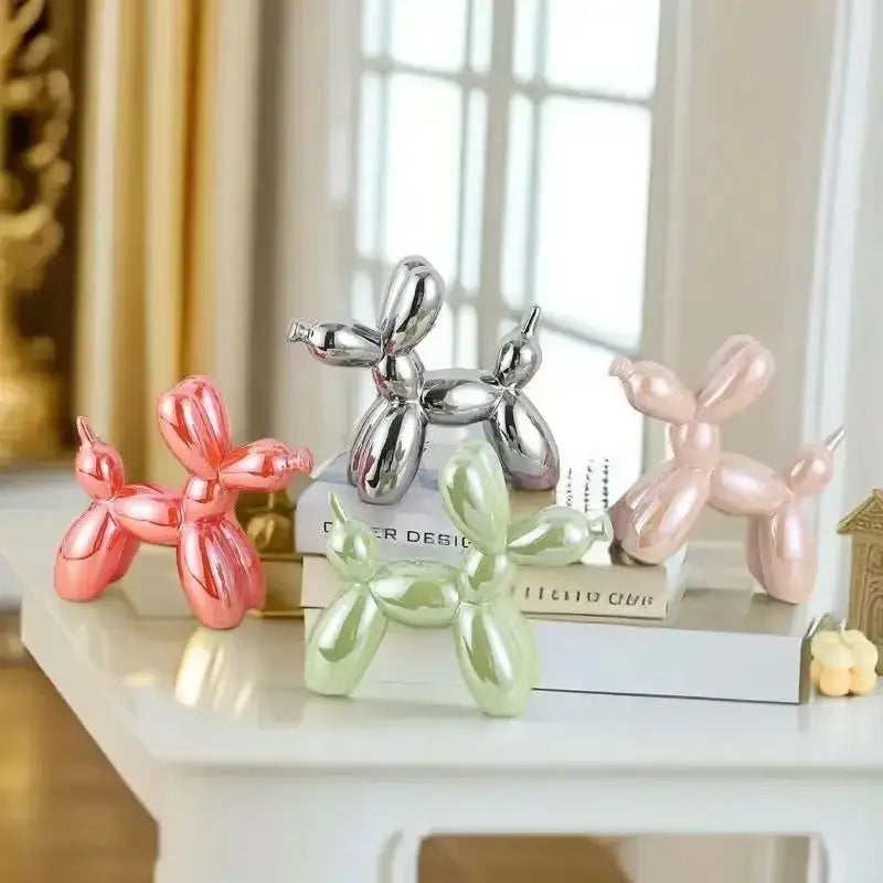 Iridescent glossy balloon dog ceramic sculpture living room decor