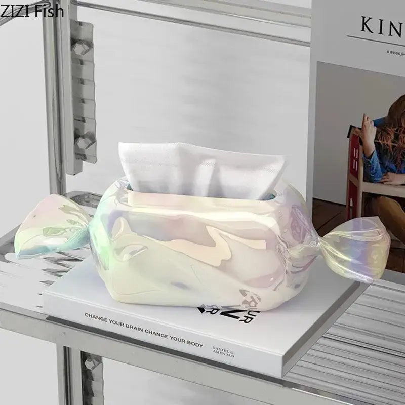 Iridescent whale ceramic tissue box holder living room decor