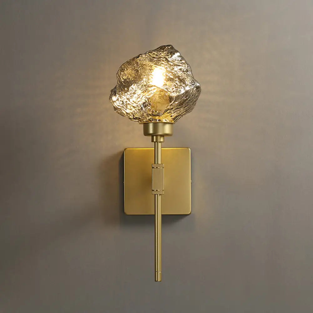 DecorBites™ Irregular Shade Wall Sconce - Modern Indoor Light Fixture with Amber/Smoke Gray Glass – 1 Head Lamp for Living Room