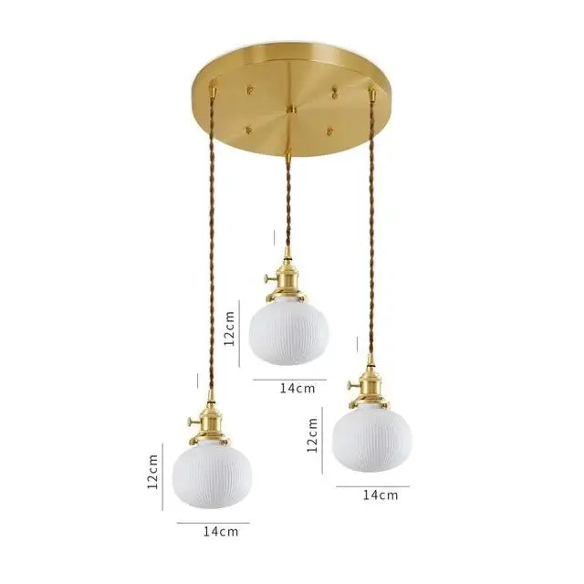 Suspension LED de salle à manger en céramique nervurée crème japonaise