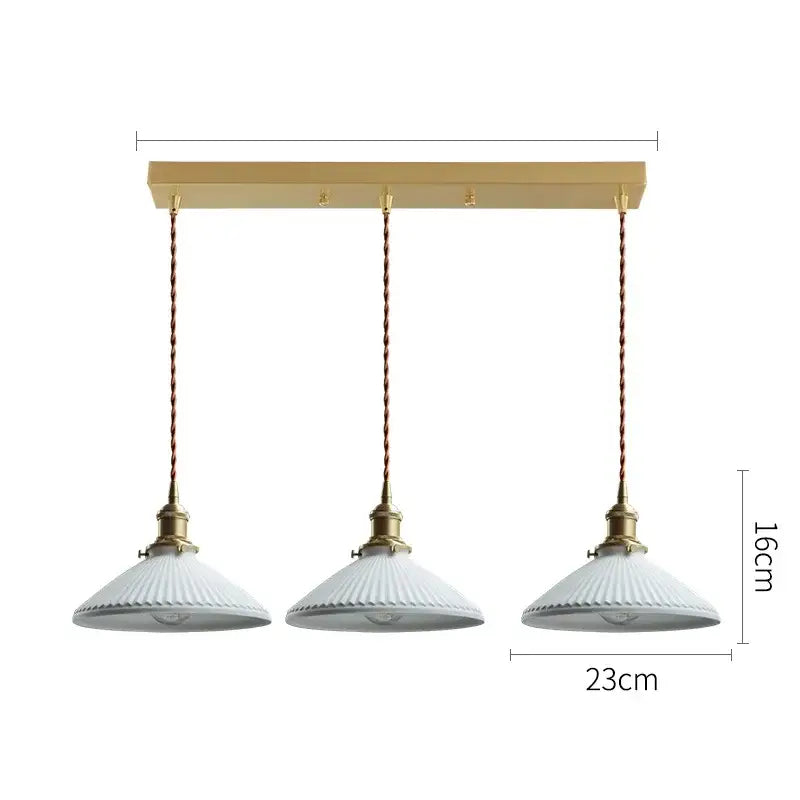 Suspension LED de salle à manger en céramique nervurée crème japonaise