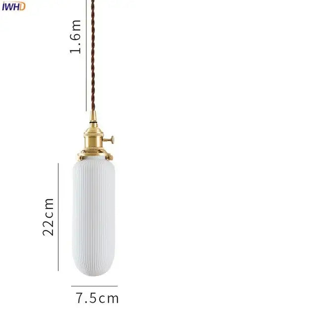 Suspension LED de salle à manger en céramique nervurée crème japonaise