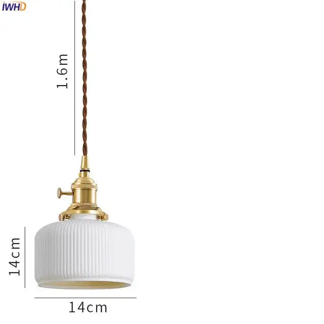 Suspension LED de salle à manger en céramique nervurée crème japonaise