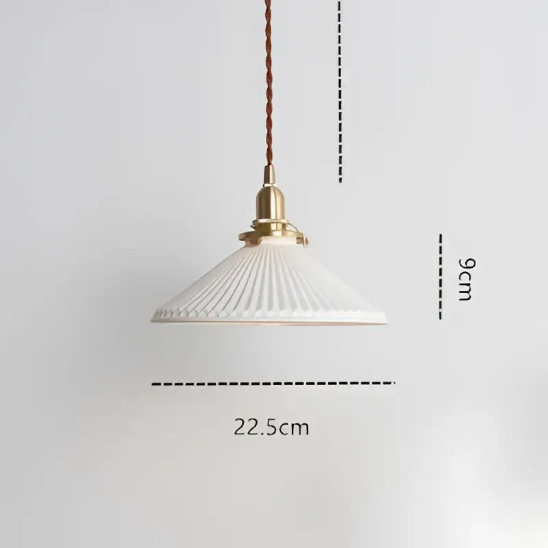 Suspension LED de salle à manger en céramique nervurée crème japonaise