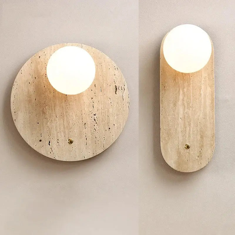 Japanese minimalist beige cave stone wall lamp for bedroom