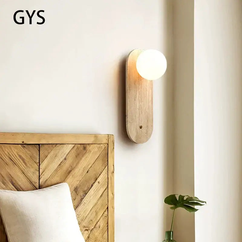 Japanese minimalist beige cave stone wall lamp for bedroom