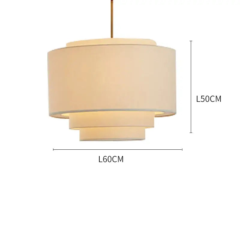 Japanese minimalist cream tiered pendant lamp kitchen fabric light