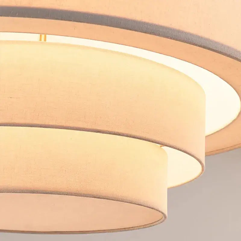 Japanese minimalist cream tiered pendant lamp kitchen fabric light