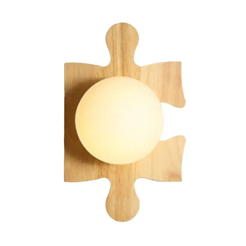 Japanese style beige wooden puzzle base wall light for corridor