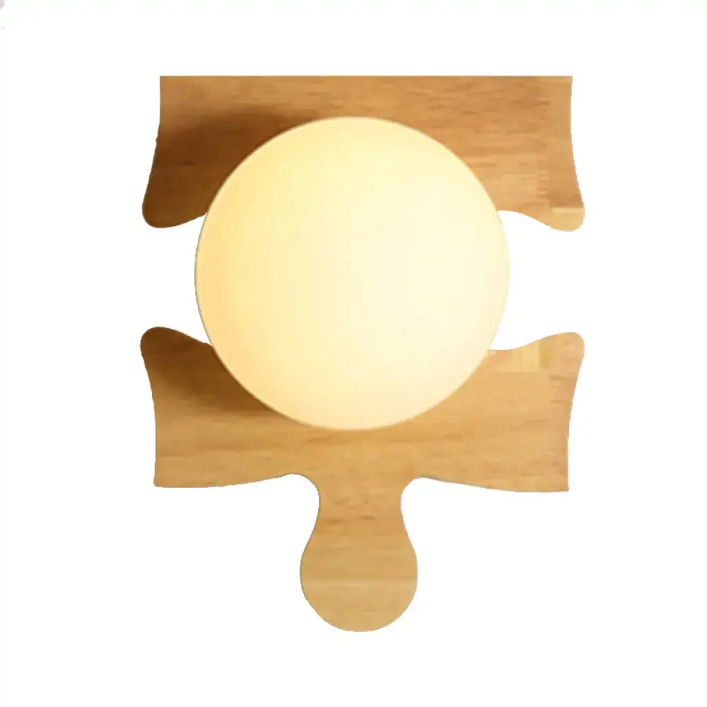 Japanese style beige wooden puzzle base wall light for corridor