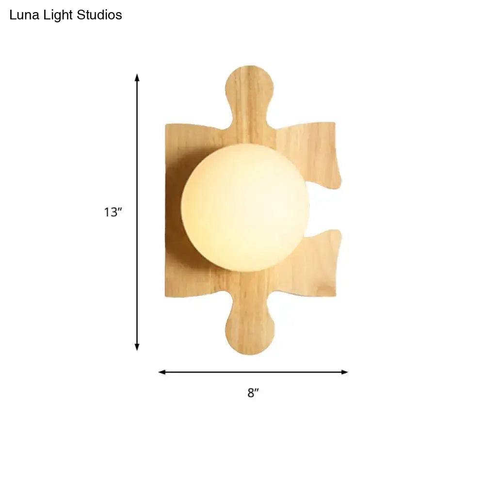 Japanese style beige wooden puzzle base wall light for corridor