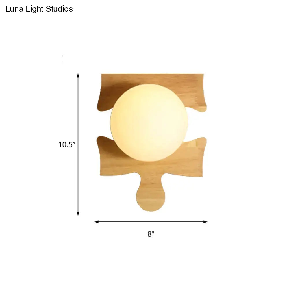 Japanese style beige wooden puzzle base wall light for corridor