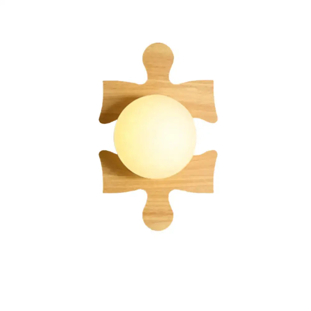 Japanese style beige wooden puzzle base wall light for corridor