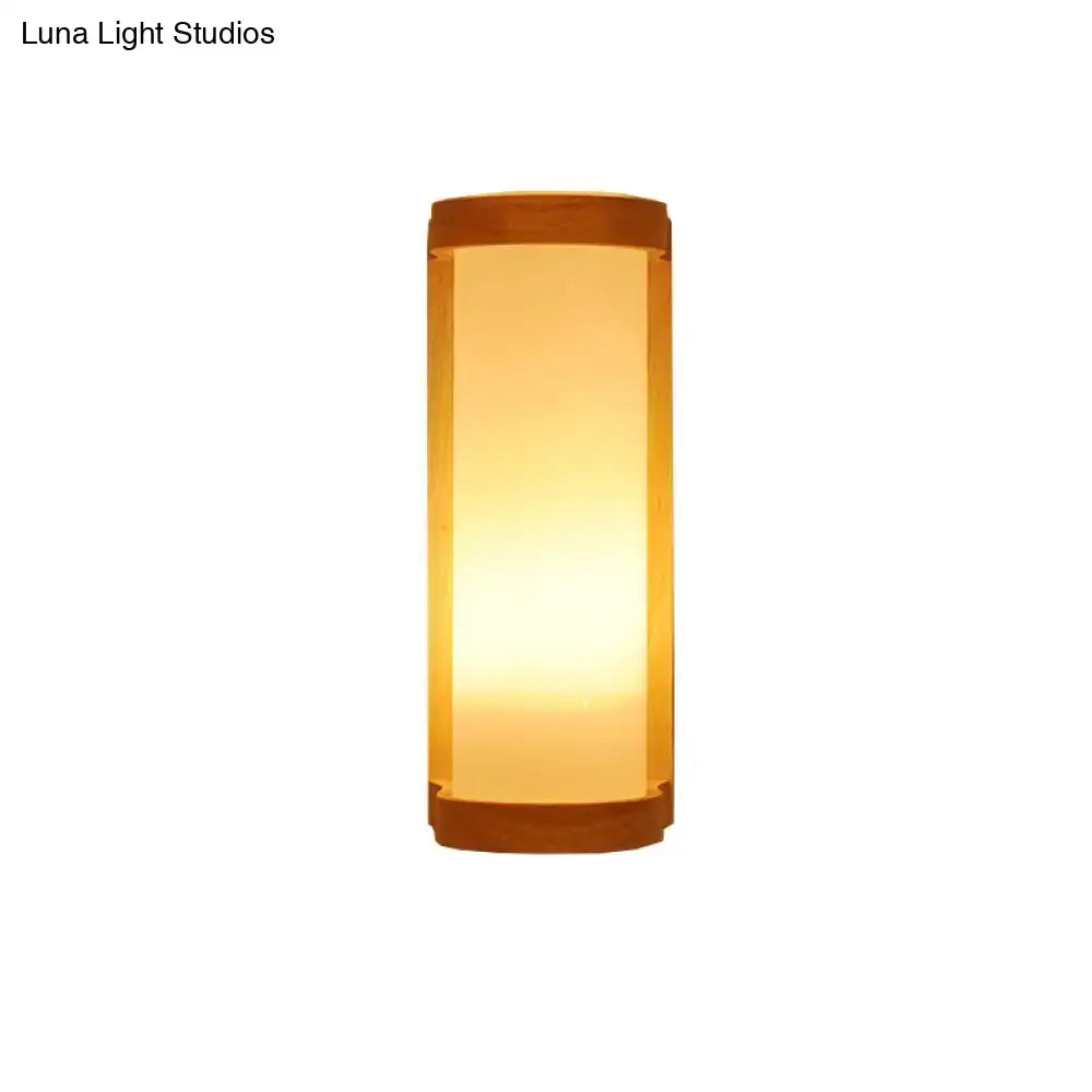Japanese style wood and white glass wall sconce lamp bedroom light