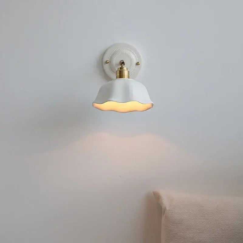 Japanese vintage white ceramic led wall sconce bedroom light