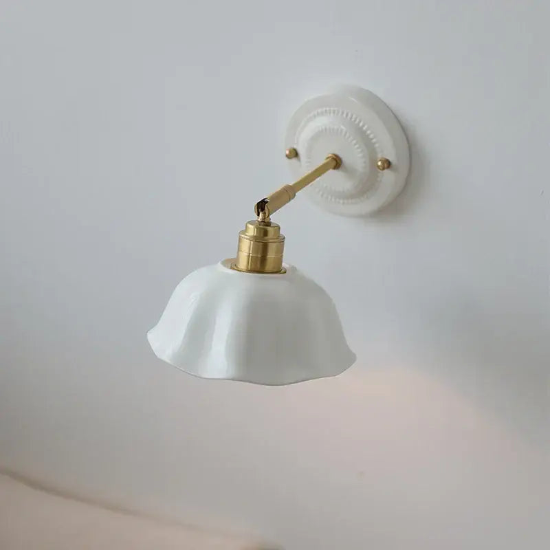 Japanese vintage white ceramic led wall sconce bedroom light