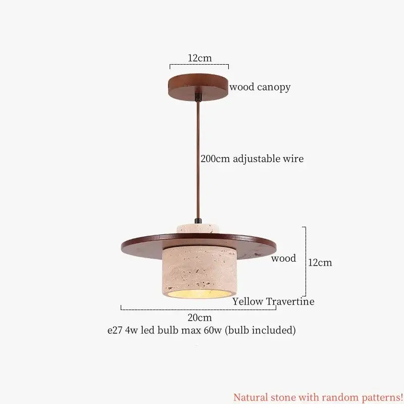 Japanese vintage wood and cement led pendant light bedroom