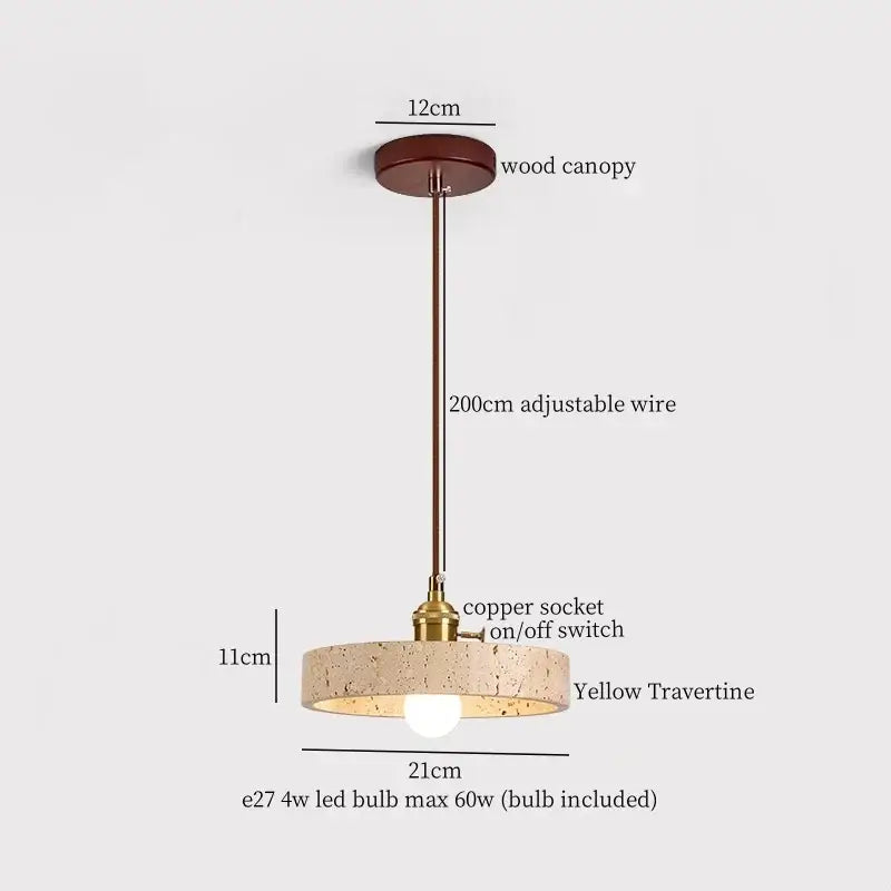 Japanese vintage wood and cement led pendant light bedroom
