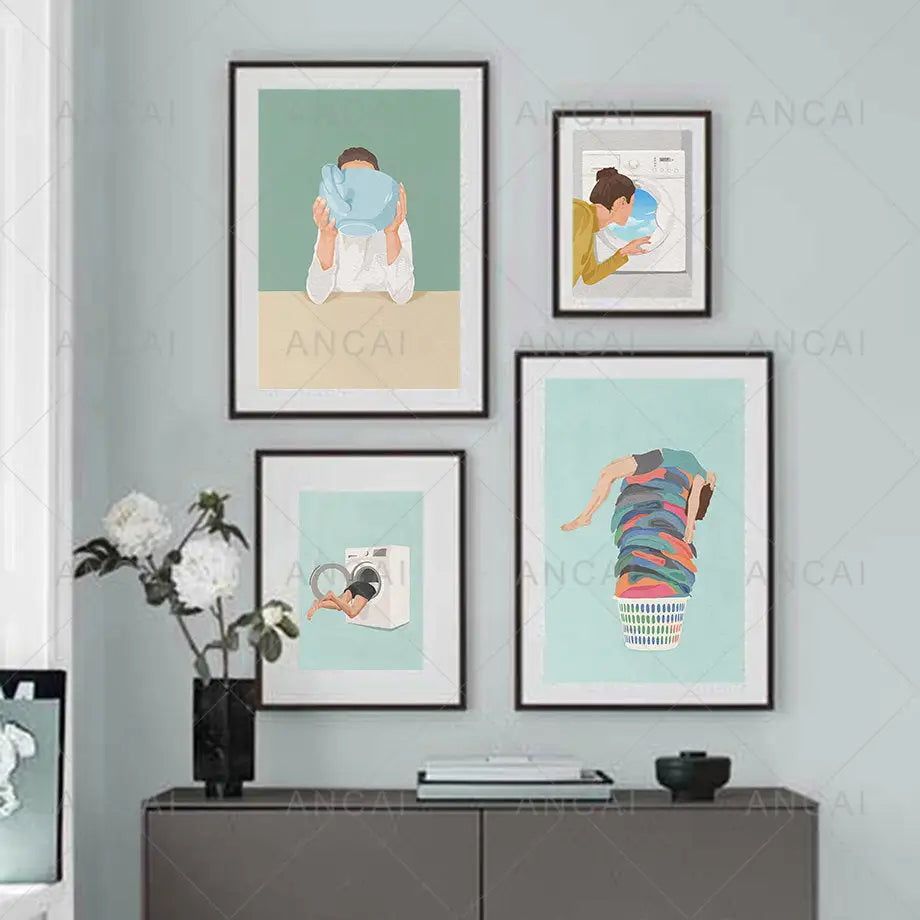 Laundry Wall Art Girl Nordic Print