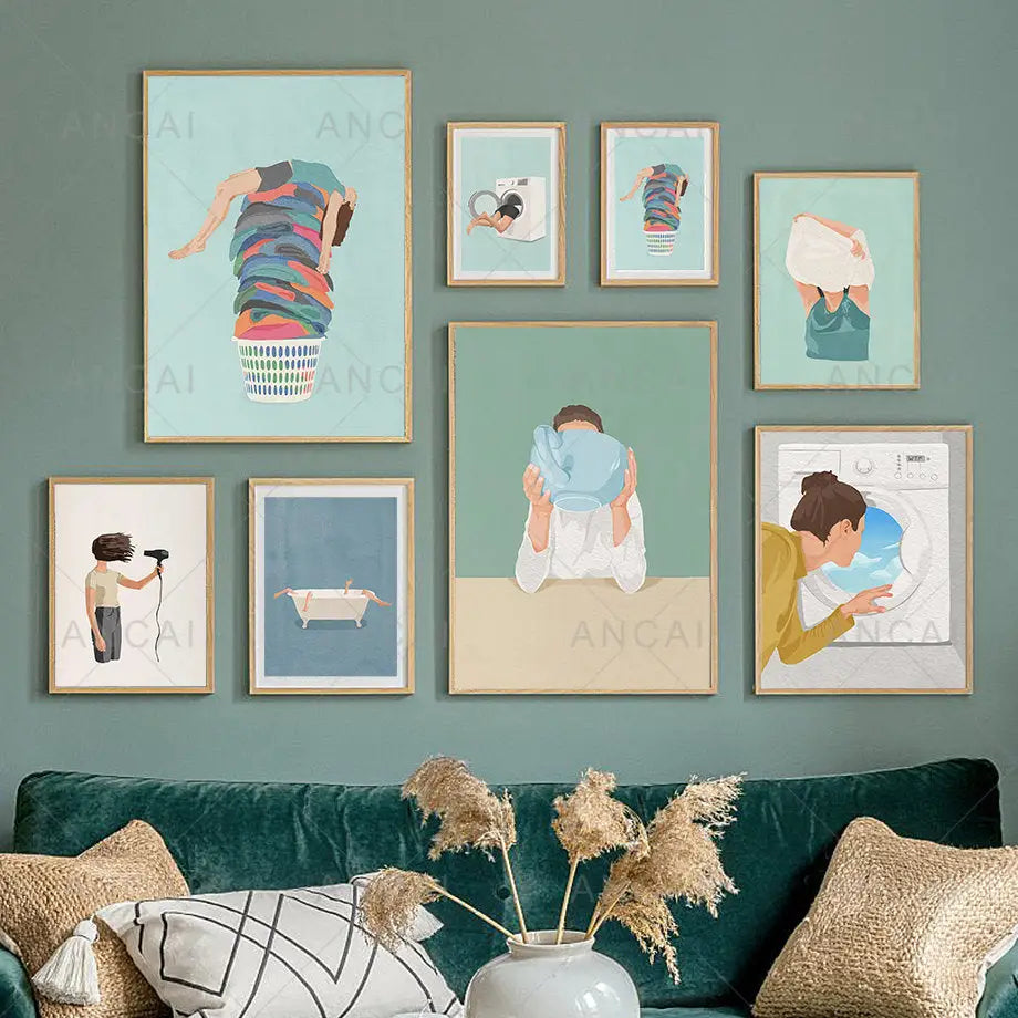 Laundry Wall Art Girl Nordic Print