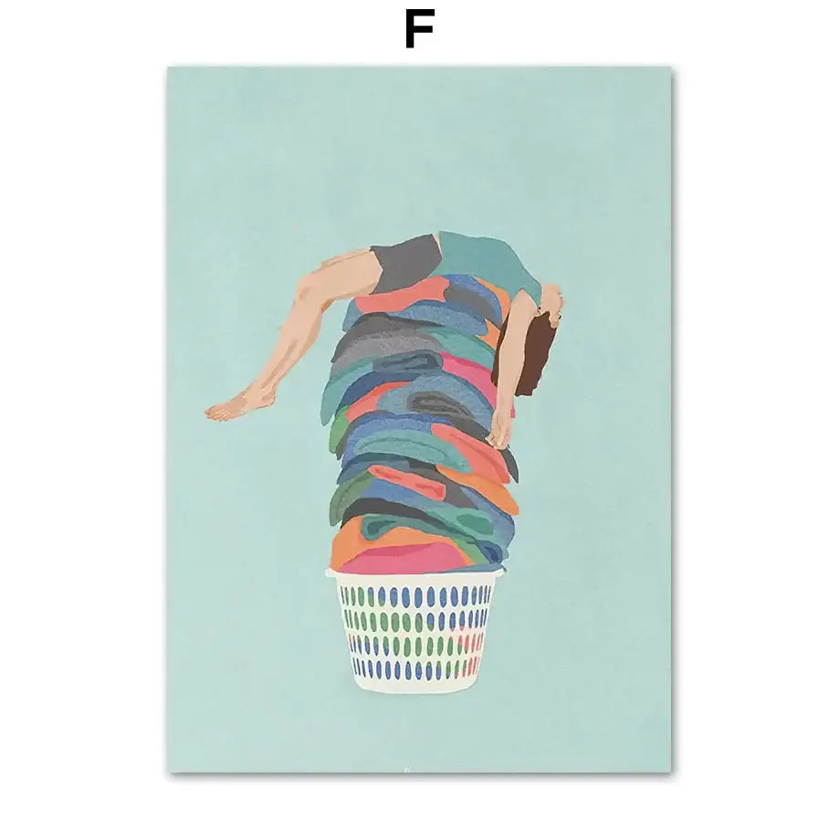 Laundry Wall Art Girl Nordic Print