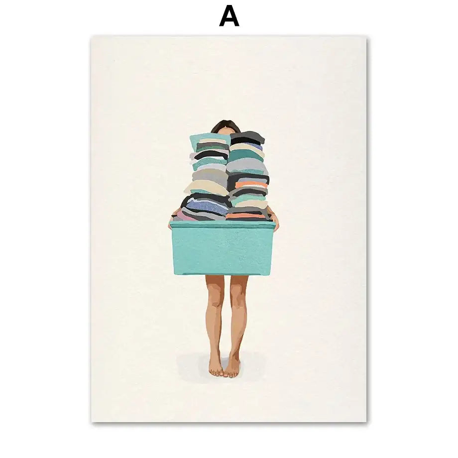 Laundry Wall Art Girl Nordic Print