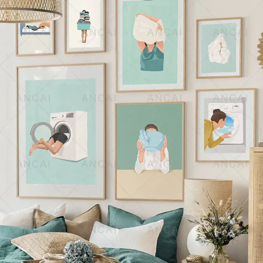 Laundry Wall Art Girl Nordic Print
