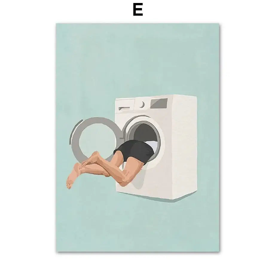 Laundry Wall Art Girl Nordic Print