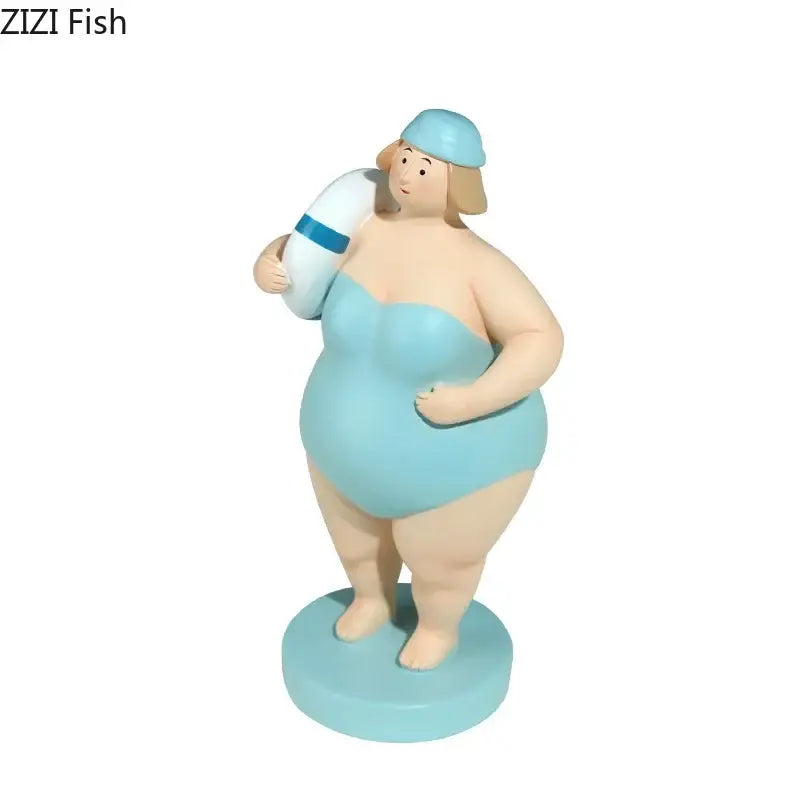 Lavender & pink beach swimsuit women resin figurines living room decor