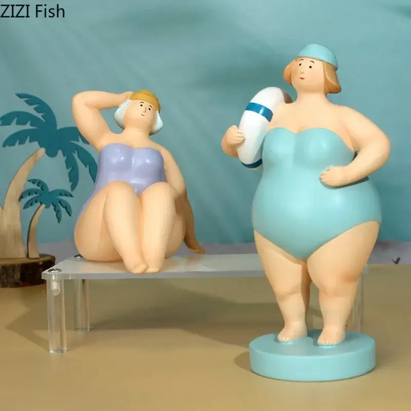 Lavender & pink beach swimsuit women resin figurines living room decor