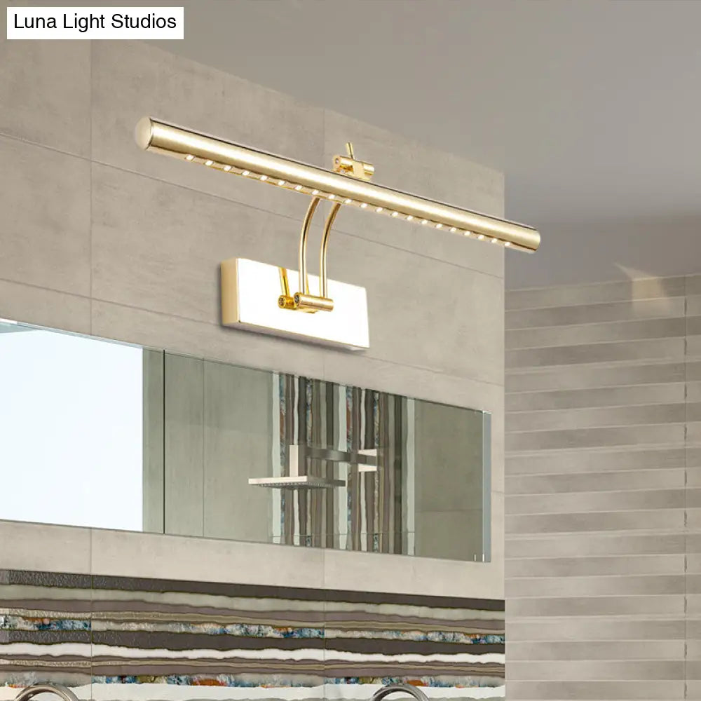 DecorBites™ LED Bathroom Wall Lamp with Tubular Metal Shade - Chrome/Gold Finish, 16"/21.5" Wide