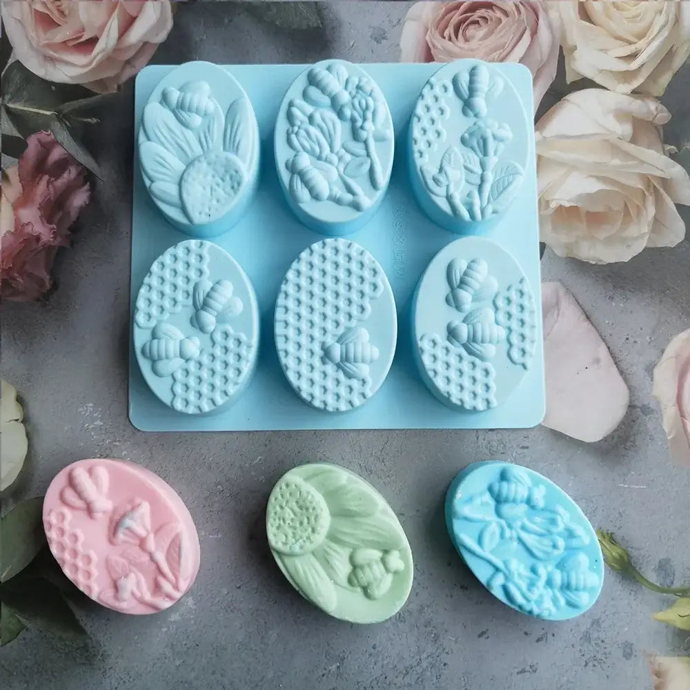 Light blue bee silicone soap mold kitchen honeycomb baking tray