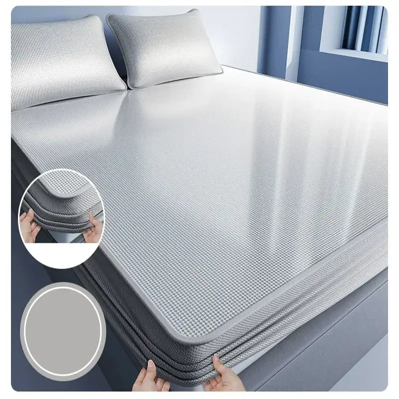Light blue cooling jacquard fitted sheet bedroom mattress protector