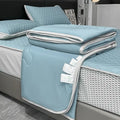 Light blue ice silk quilt set bedroom cool feeling bedding
