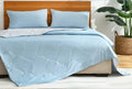 Light blue & white quilted cooling comforter bedroom duvet