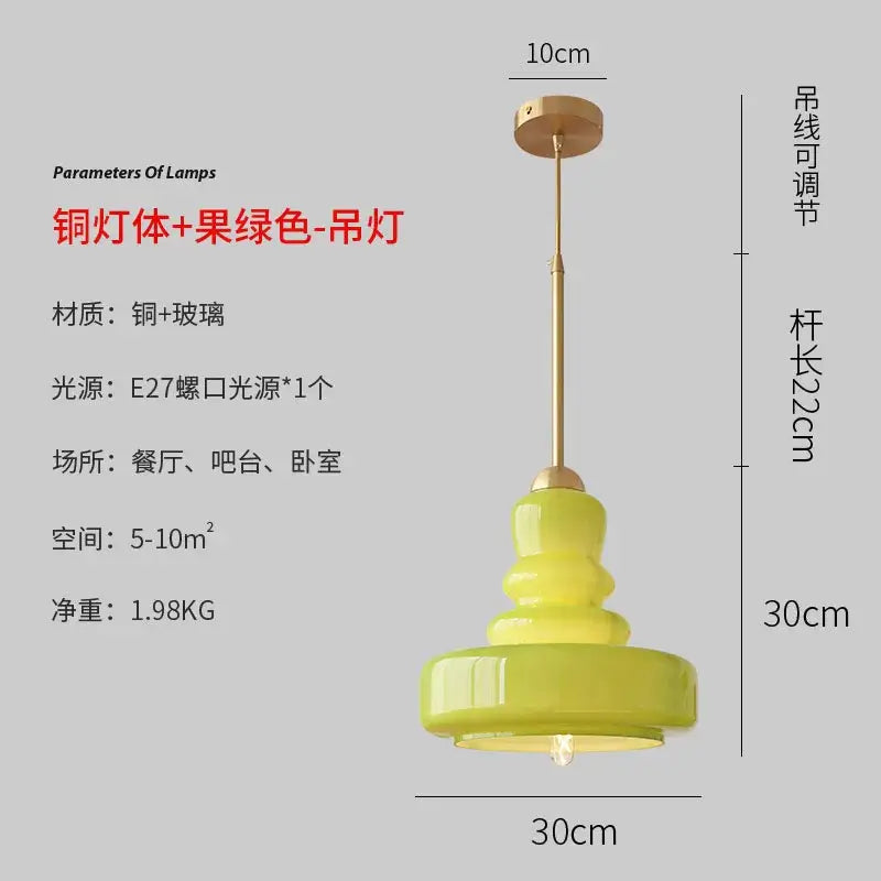 Lime green glass gourd pendant lights for kitchen dining room