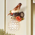 Lodge brown & cream bird wall sconce bedroom crystal global shade