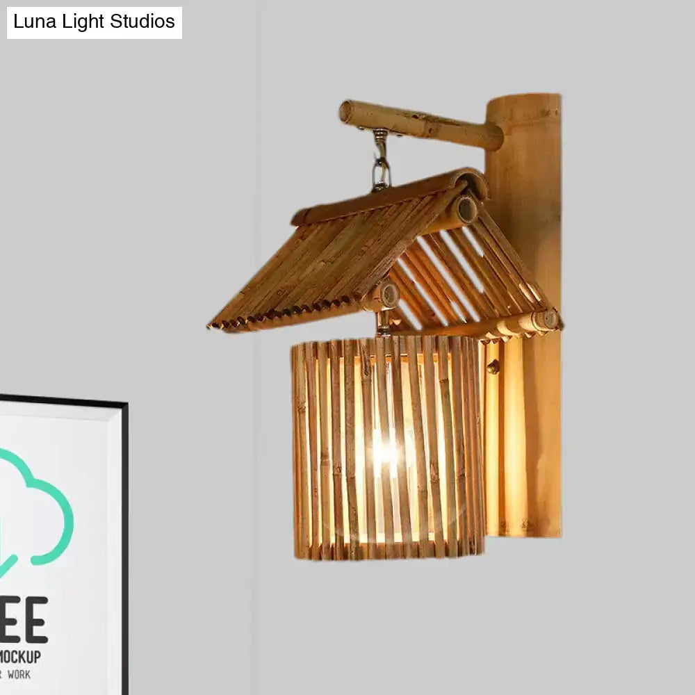 Lodge style bamboo house wall light – balcony e26 e27 sconce