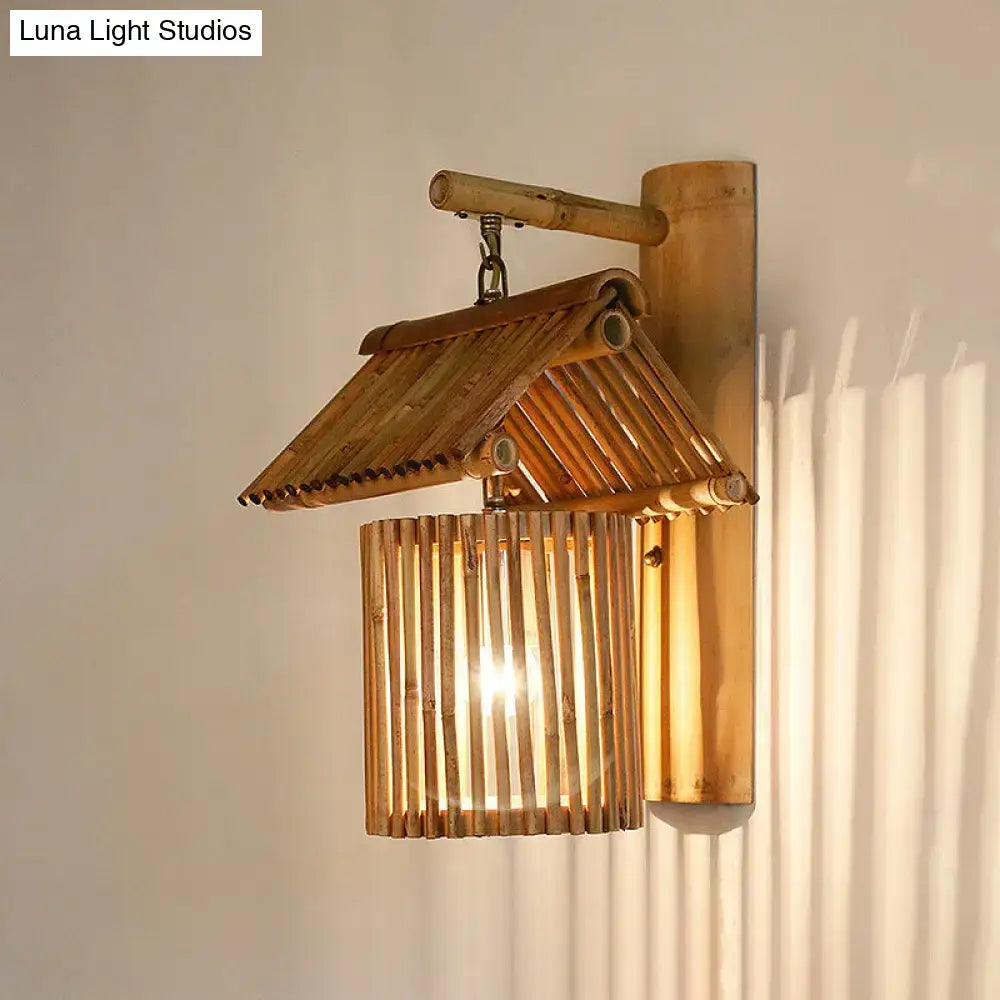 Lodge style bamboo house wall light – balcony e26 e27 sconce