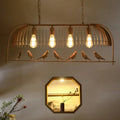 DecorBites™ metallic island lighting chain cord 4-light pendant in bronze with wire cage and exposed Edison bulbs