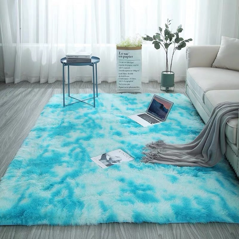 Tapis dégradé tie and dye à poils longs pour salon et chambre