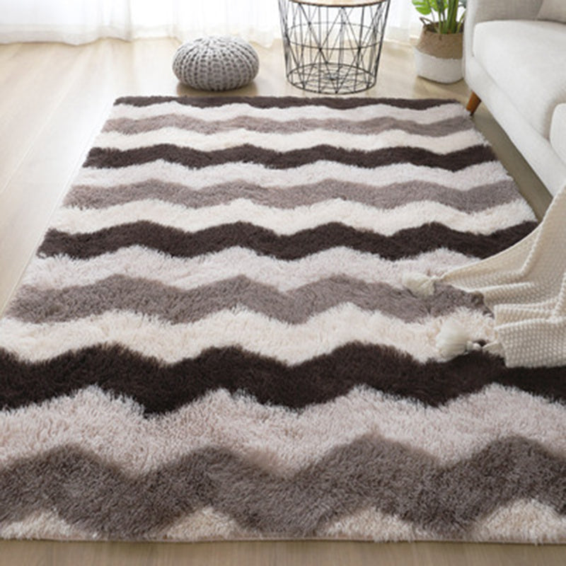 Tapis dégradé tie and dye à poils longs pour salon et chambre