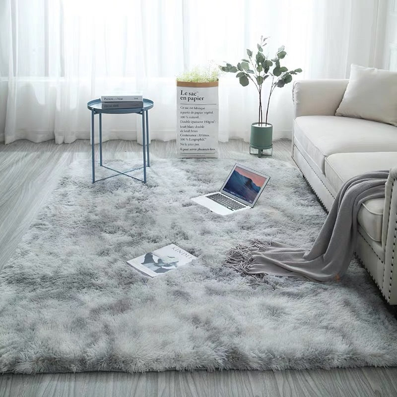 Tapis dégradé tie and dye à poils longs pour salon et chambre
