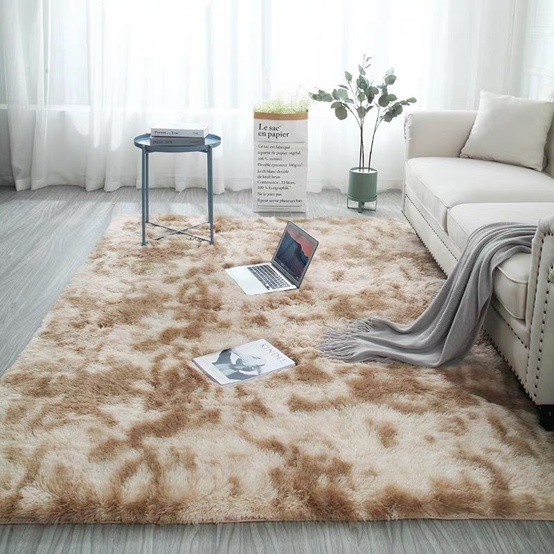 Tapis dégradé tie and dye à poils longs pour salon et chambre