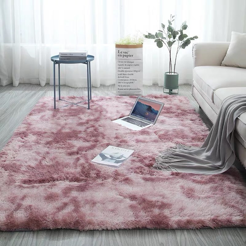 Tapis dégradé tie and dye à poils longs pour salon et chambre