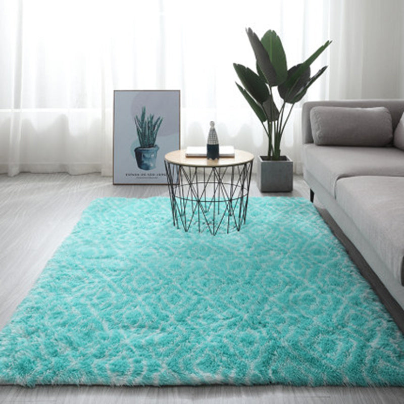 Tapis dégradé tie and dye à poils longs pour salon et chambre