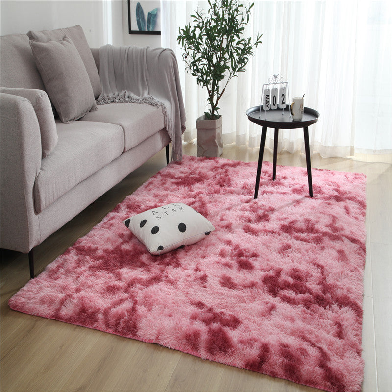 Tapis dégradé tie and dye à poils longs pour salon et chambre
