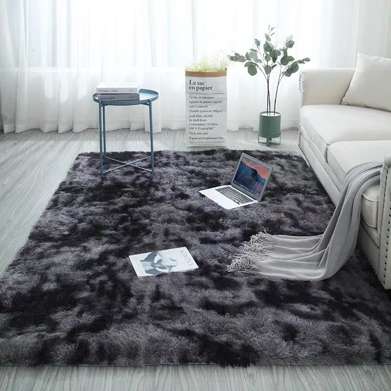 Tapis dégradé tie and dye à poils longs pour salon et chambre