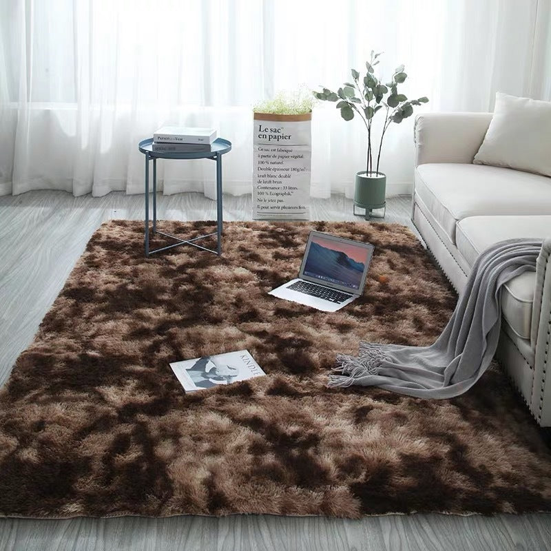 Tapis dégradé tie and dye à poils longs pour salon et chambre