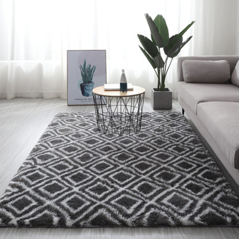 Tapis dégradé tie and dye à poils longs pour salon et chambre